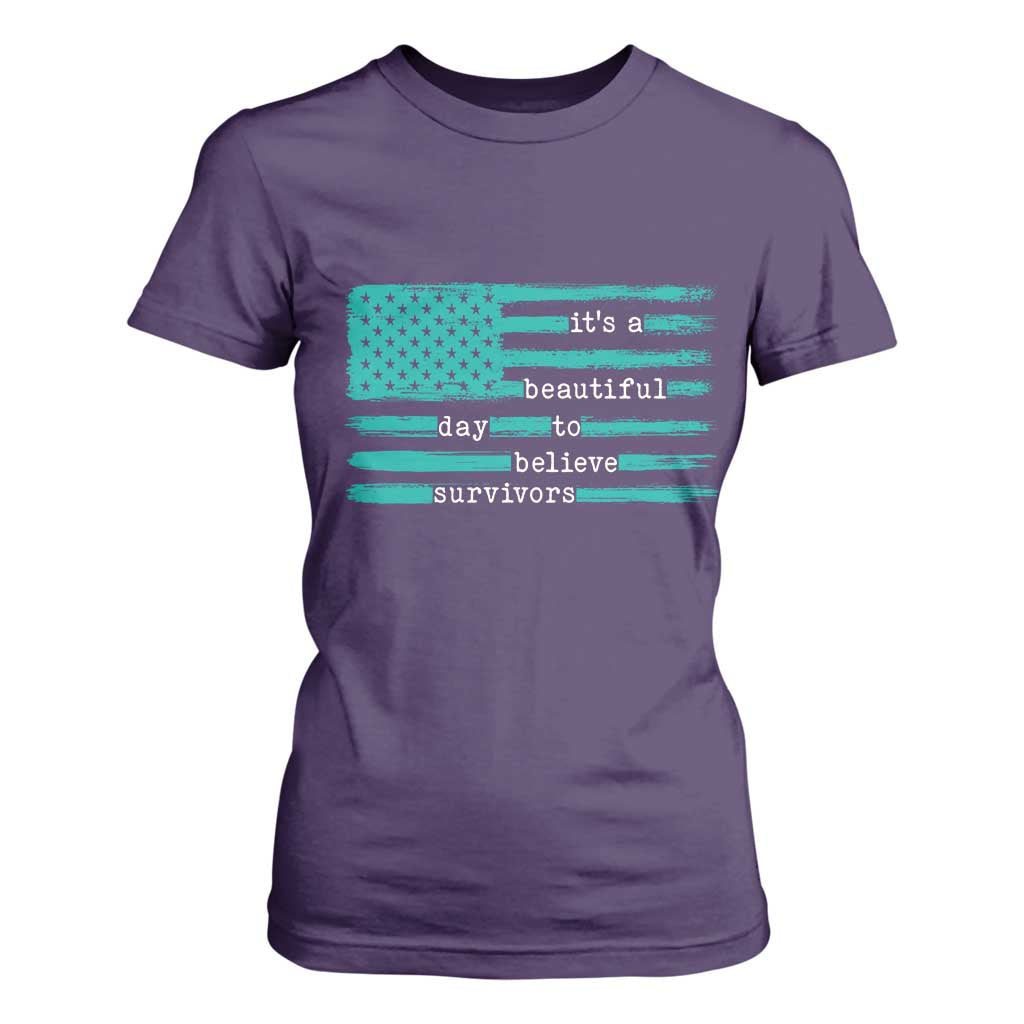 Sexual Assault Prevention Support T Shirt For Women It's a Beautiful Day To Believe Survivors