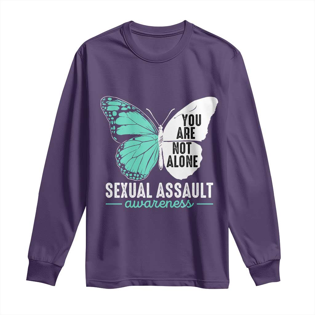 April Sexual Assault Prevention Support Long Sleeve Shirt Teal Ribbon Flower
