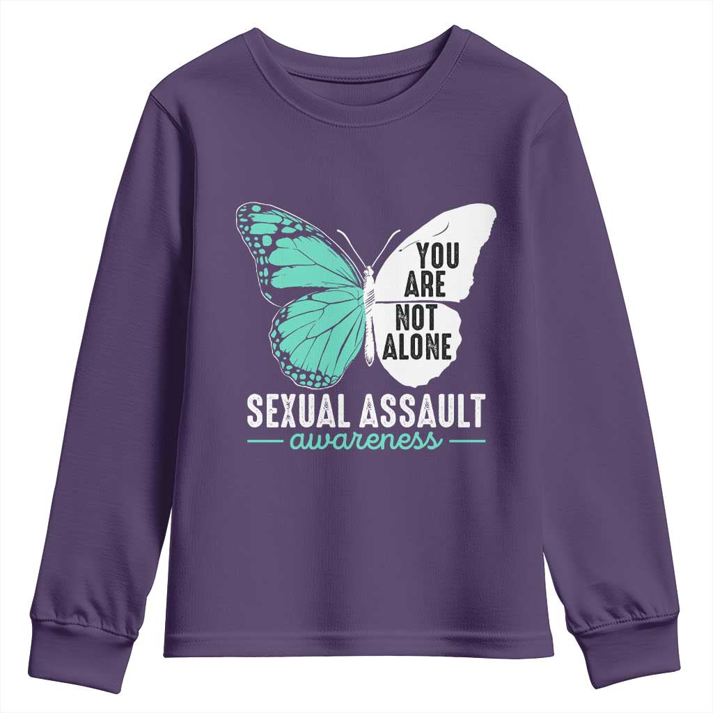 April Sexual Assault Prevention Support Youth Sweatshirt Teal Ribbon Flower