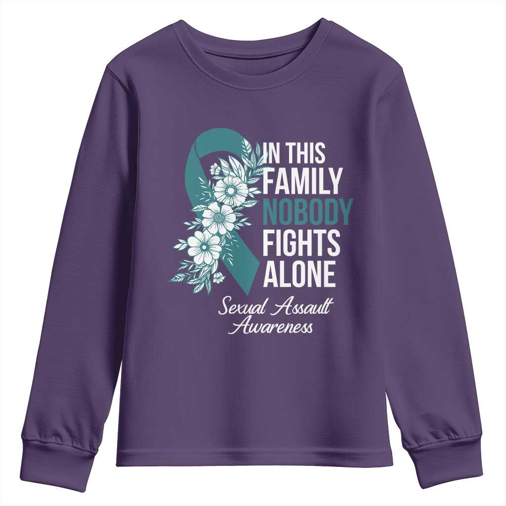 Sexual Assault Prevention Support Youth Sweatshirt In This Family Nobody Fights Alone
