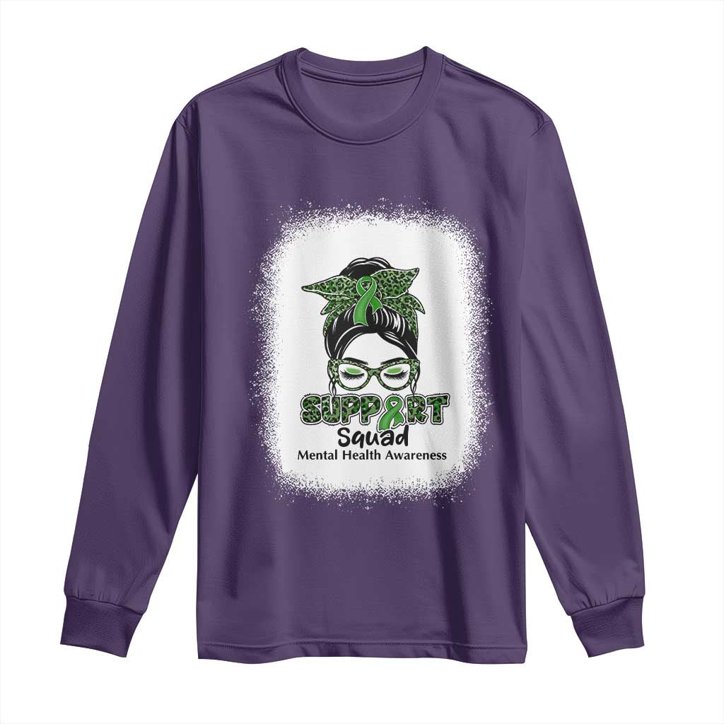 Mental Health Long Sleeve Shirt Messy Bun Green Ribbon Support