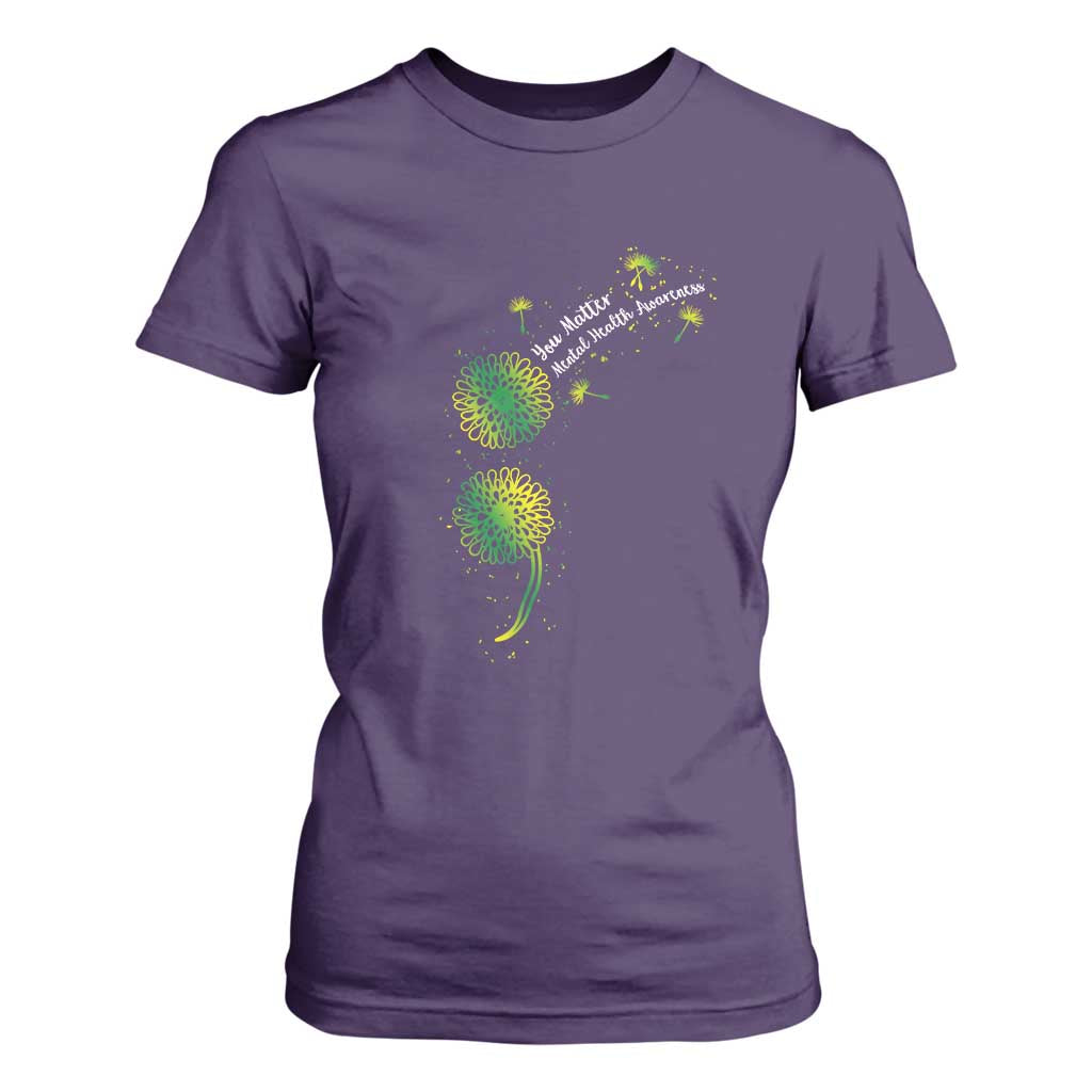 Mental Health T Shirt For Women Semicolon Dandelion You Matter