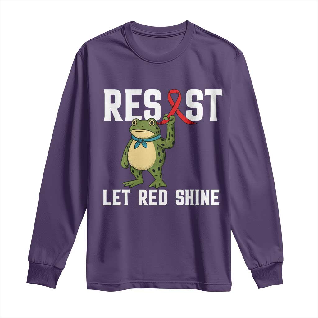 Frog AIDS Fighter Supporter Long Sleeve Shirt Funny Portland Activist Meme HIV Support Red Ribbon