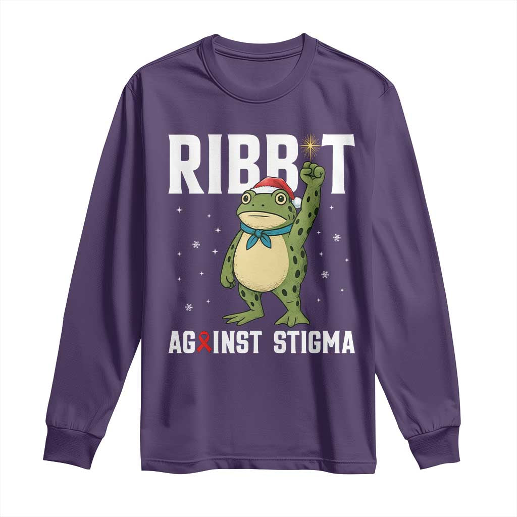 Christmas Frog AIDS Christmas Supporter Long Sleeve Shirt Funny Portland Activist Meme HIV Support Red Ribbon