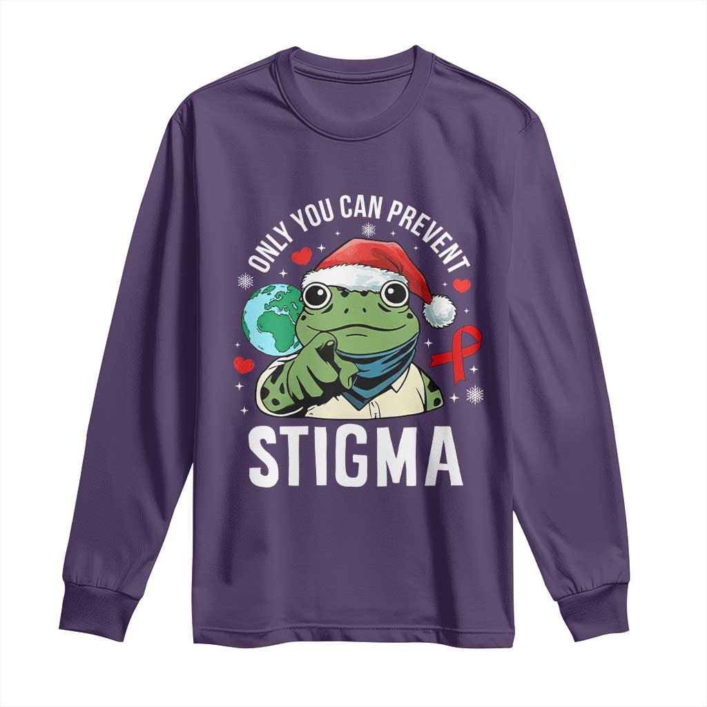 Christmas Frog AIDS Christmas Supporter Long Sleeve Shirt Only You Can Prevent Stigma