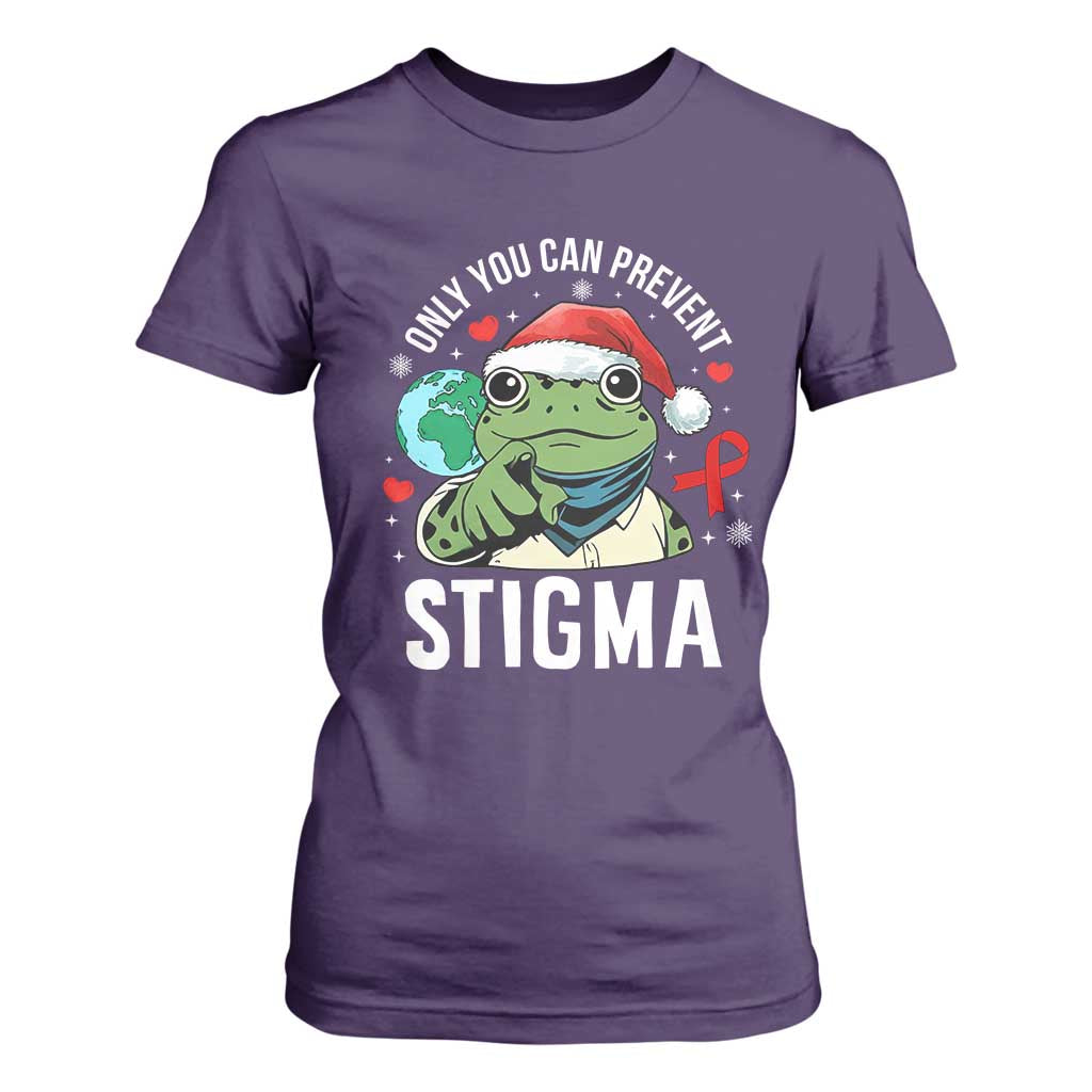 Christmas Frog AIDS Christmas Supporter T Shirt For Women Only You Can Prevent Stigma