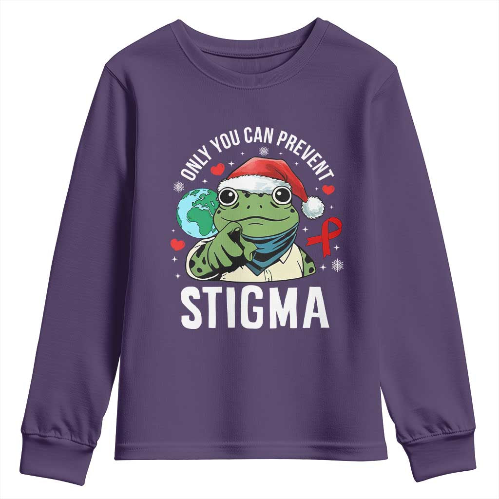 Christmas Frog AIDS Christmas Supporter Youth Sweatshirt Only You Can Prevent Stigma