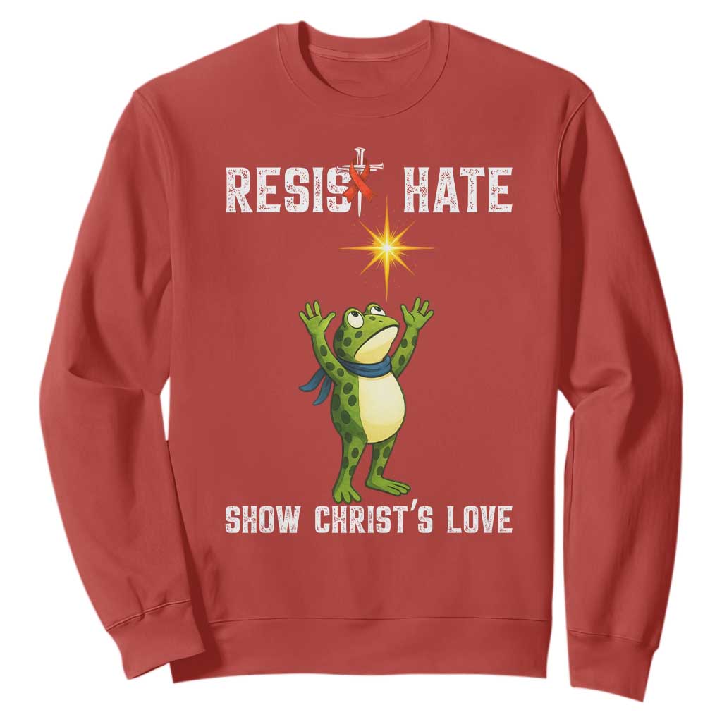 Resist Frog Sweatshirt Christian HIV Support Red Ribbon