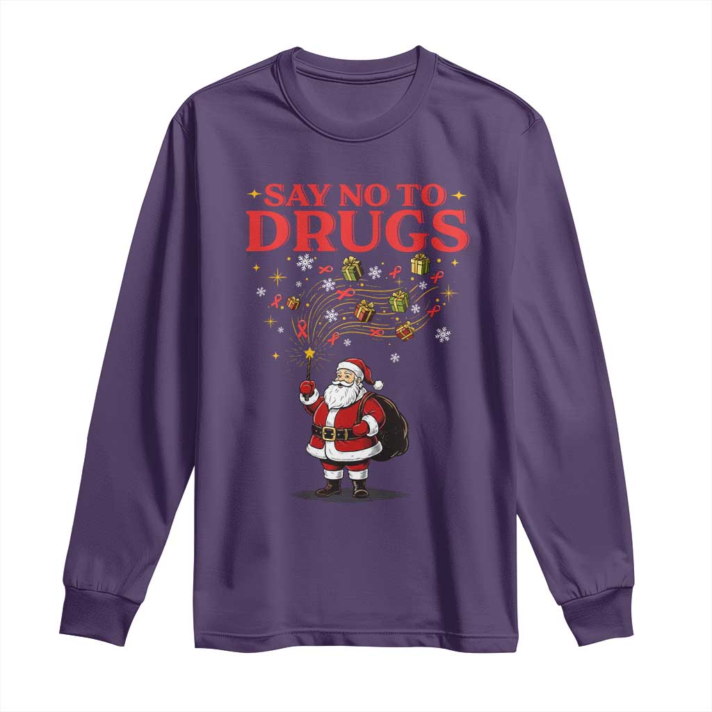 Santa Christmas Long Sleeve Shirt AIDS Awwanrness Red Ribbon HIV Support