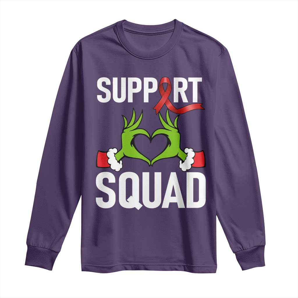 Christmas Frog AIDS Fighter Supporter Long Sleeve Shirt Elf Hand Xmas HIV Support