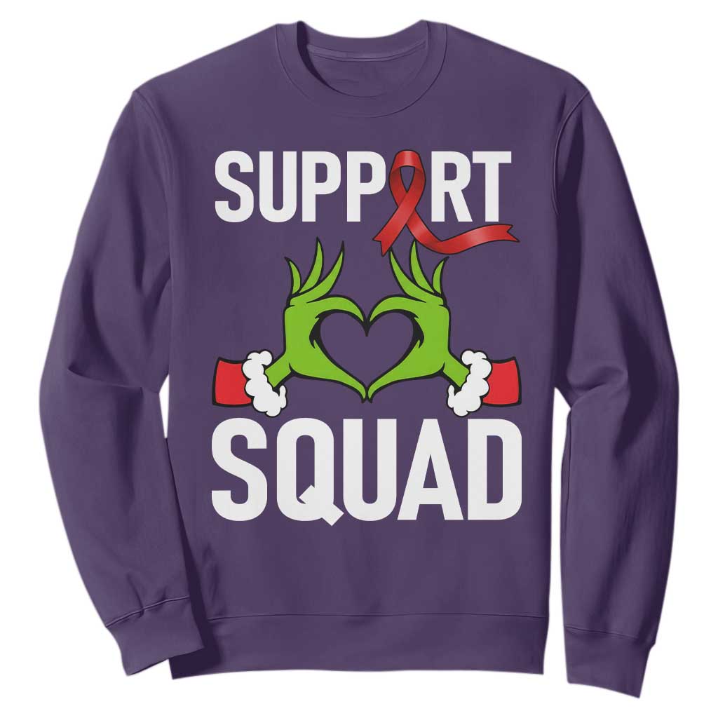 Red Ribbon AIDS Support Sweatshirt Elf Hand Christmas HIV Warrior
