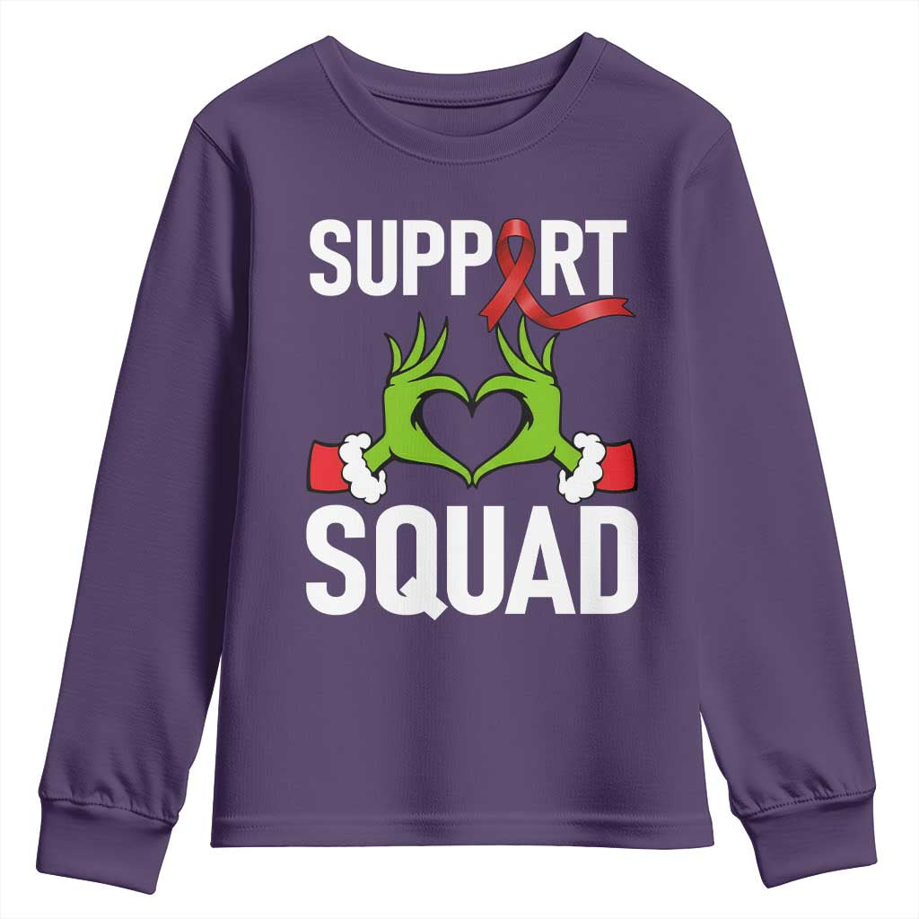 Christmas Frog AIDS Fighter Supporter Youth Sweatshirt Elf Hand Xmas HIV Support