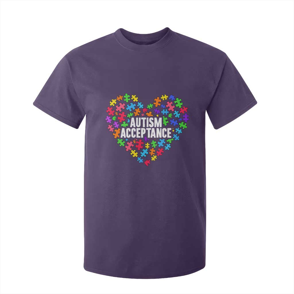 Autism Acceptance T Shirt For Kid Love Heart Puzzle Piece Gift