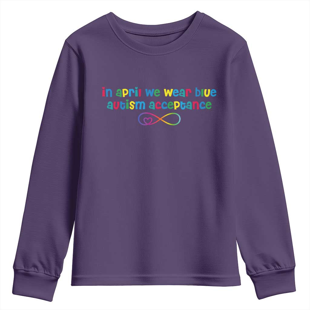 Autism Acceptance Youth Sweatshirt Neurodivergent Support Infinity Heart Symbol