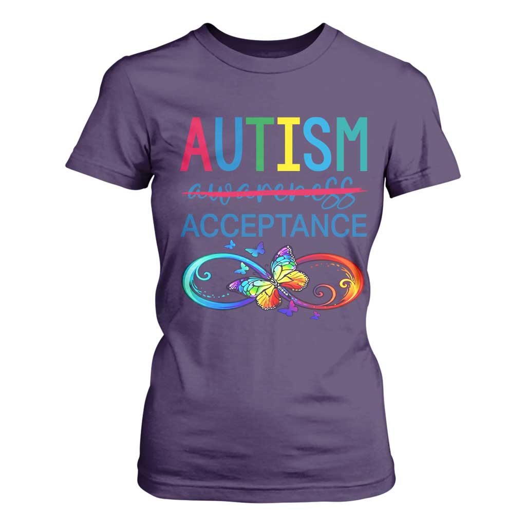 Autism Acceptance T Shirt For Women Neurodivergent Support Infinity Butterfly Symbol
