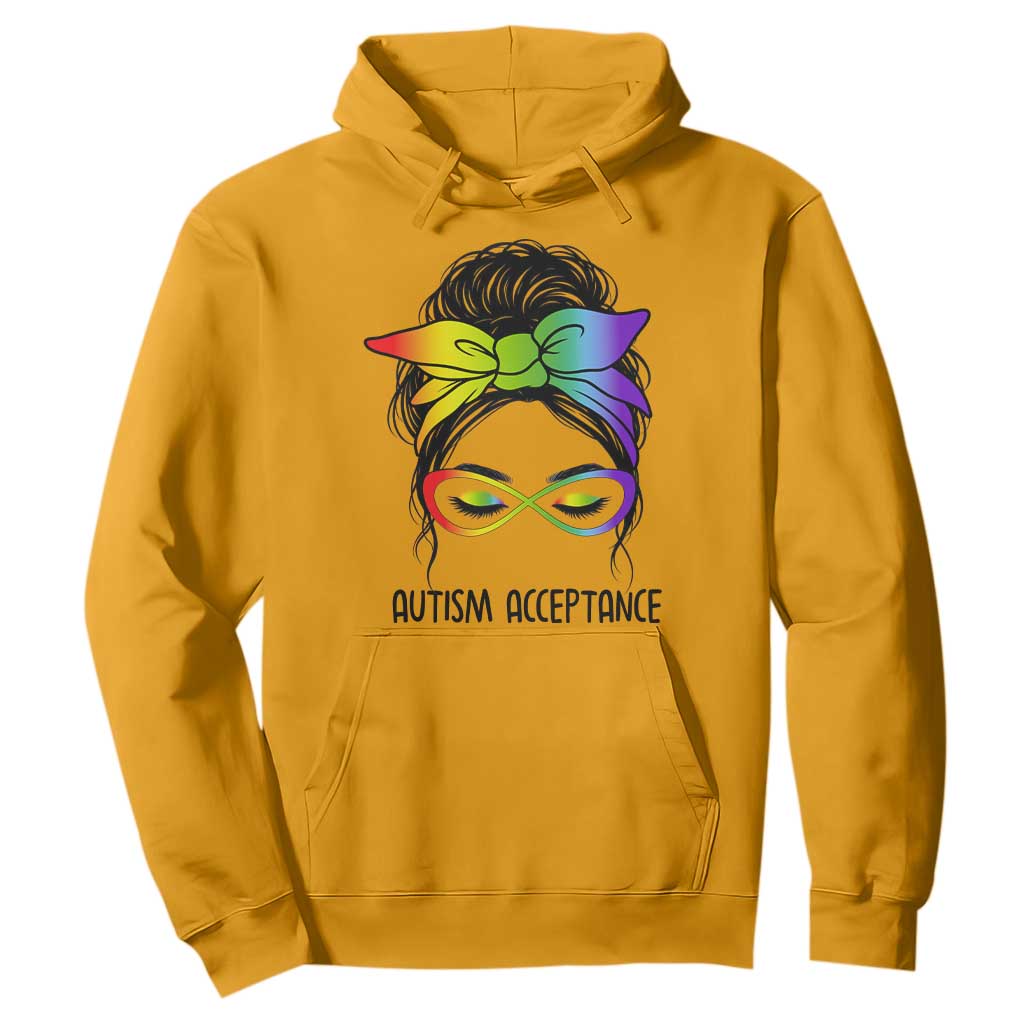 Autism Acceptance Hoodie Neurodiversity Awareness Messy Bun Women