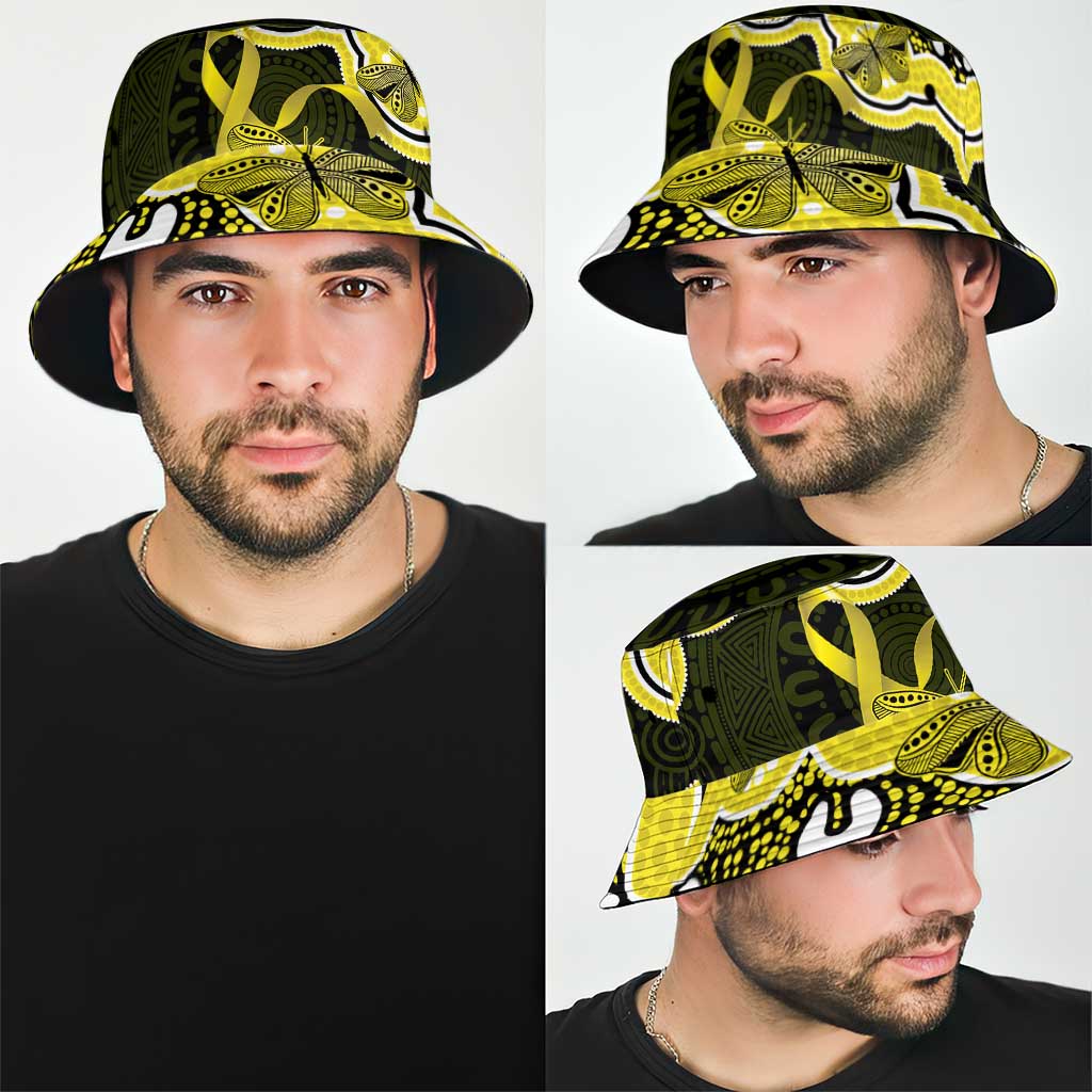 Yellow Ribbon Sarcoma Support Bucket Hat Aboriginal Art