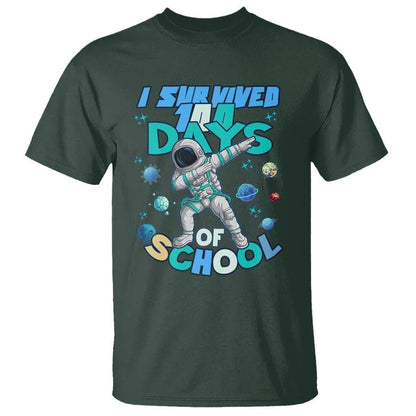 100 Days of School Astronaut T Shirt Outer Space Dabbing I Survived - FUNOLO