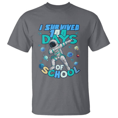 100 Days of School Astronaut T Shirt Outer Space Dabbing I Survived - FUNOLO