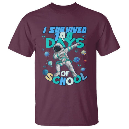 100 Days of School Astronaut T Shirt Outer Space Dabbing I Survived - FUNOLO