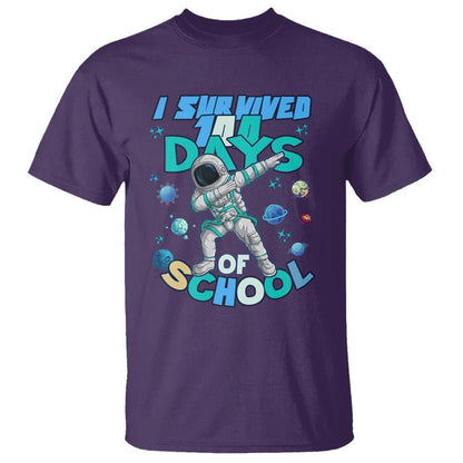 100 Days of School Astronaut T Shirt Outer Space Dabbing I Survived - FUNOLO