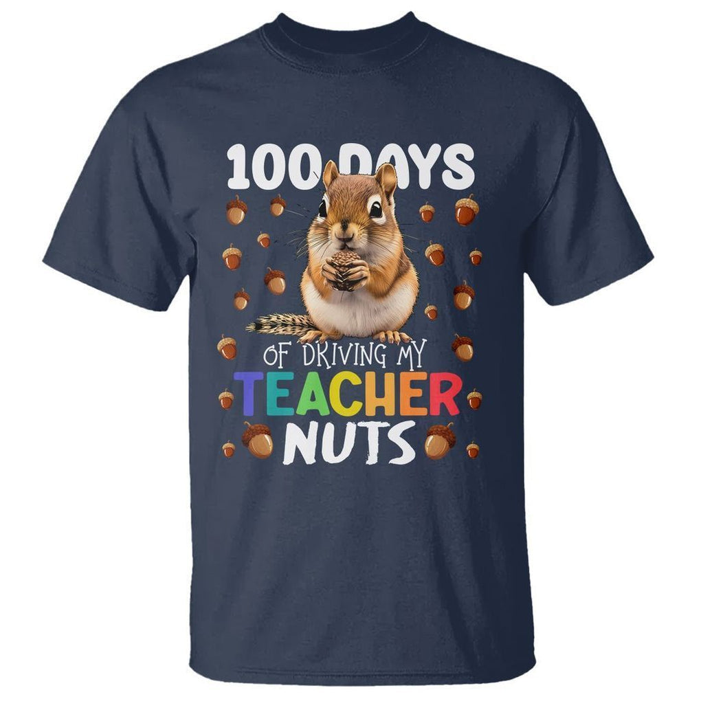100 Days of School Chipmunk T Shirt Driving My Teacher Nuts - FUNOLO