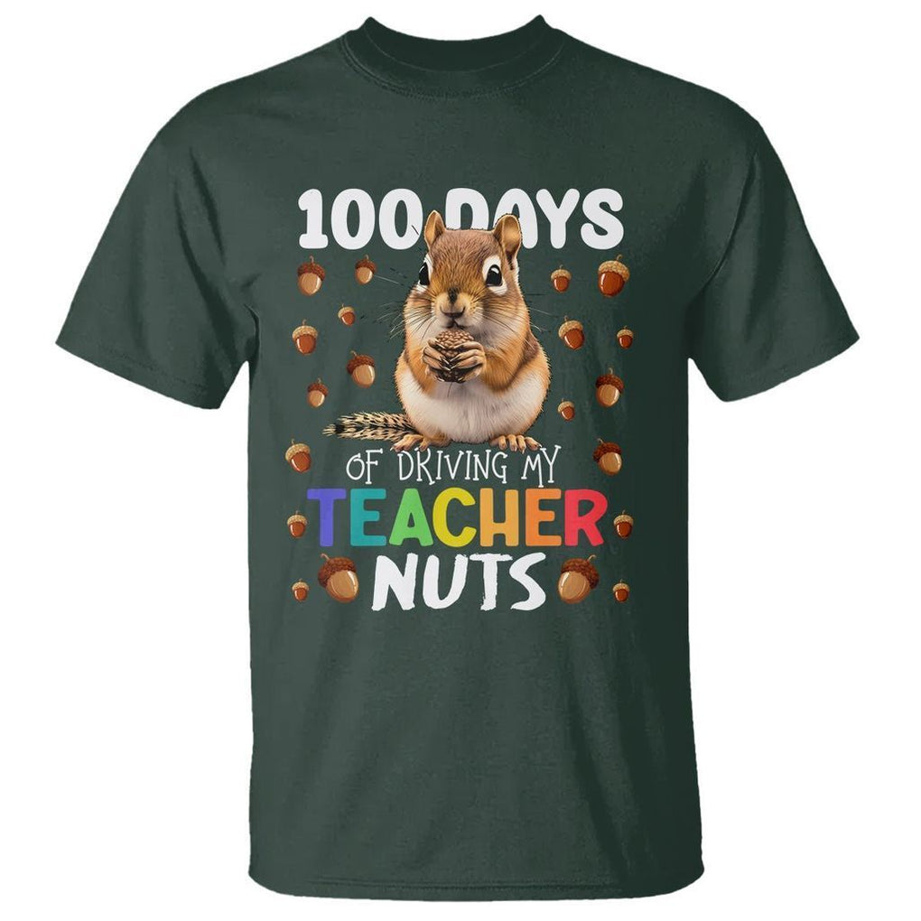 100 Days of School Chipmunk T Shirt Driving My Teacher Nuts - FUNOLO