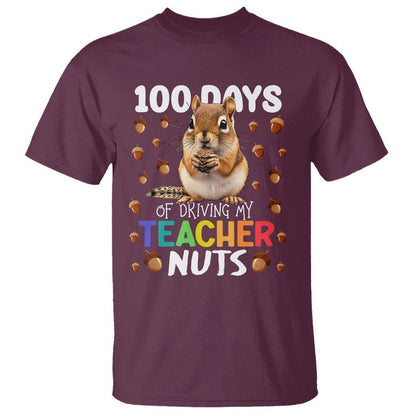 100 Days of School Chipmunk T Shirt Driving My Teacher Nuts - FUNOLO