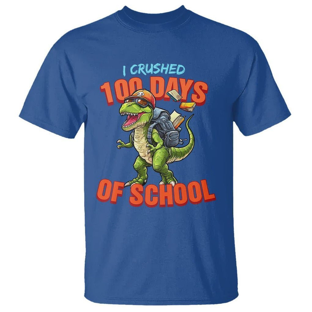 100 Days of School Dinosaur T Shirt I Crushed - FUNOLO