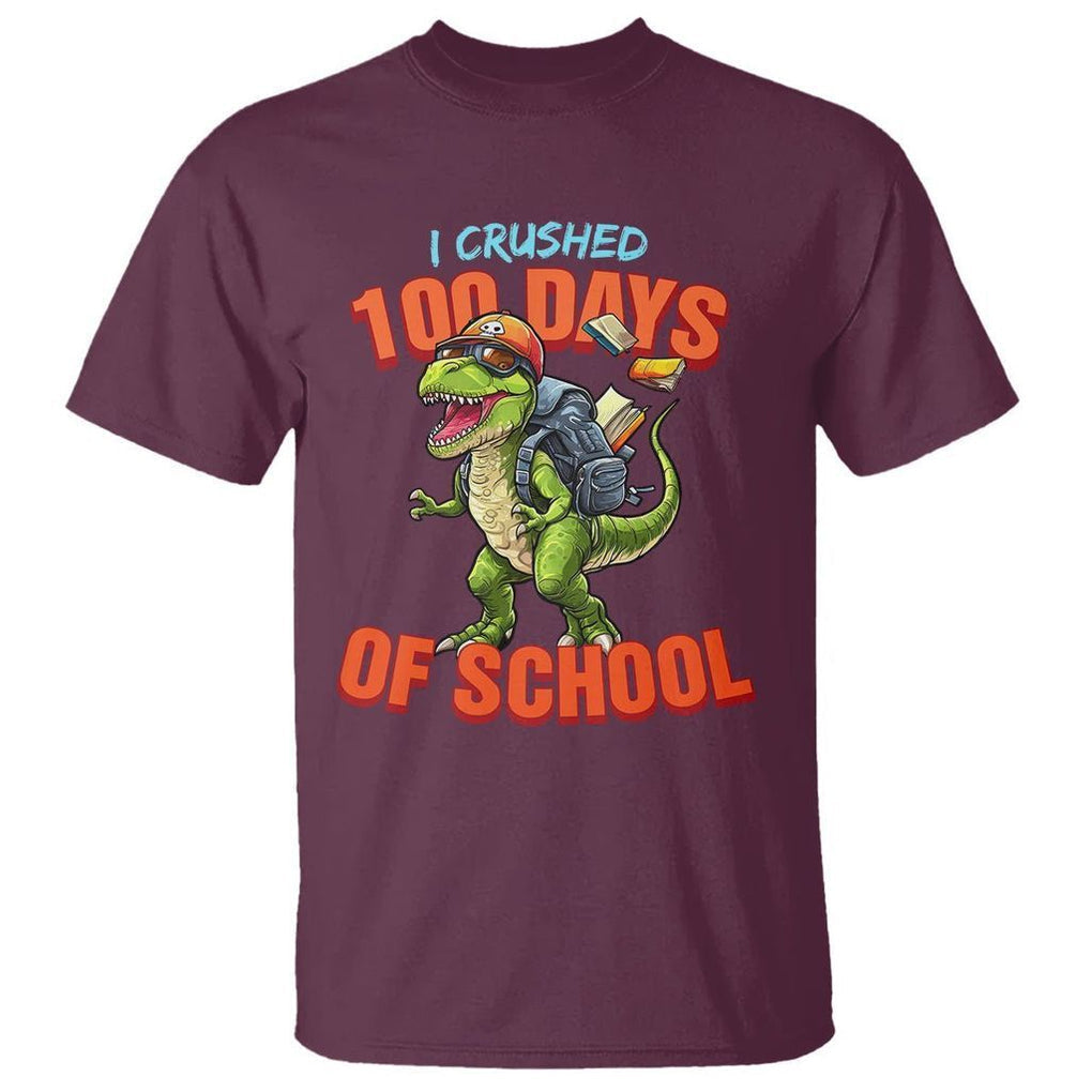 100 Days of School Dinosaur T Shirt I Crushed - FUNOLO