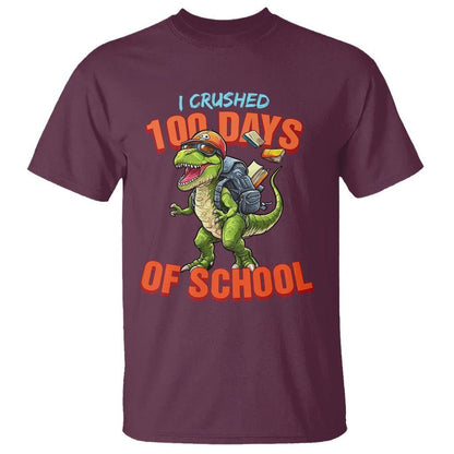 100 Days of School Dinosaur T Shirt I Crushed - FUNOLO