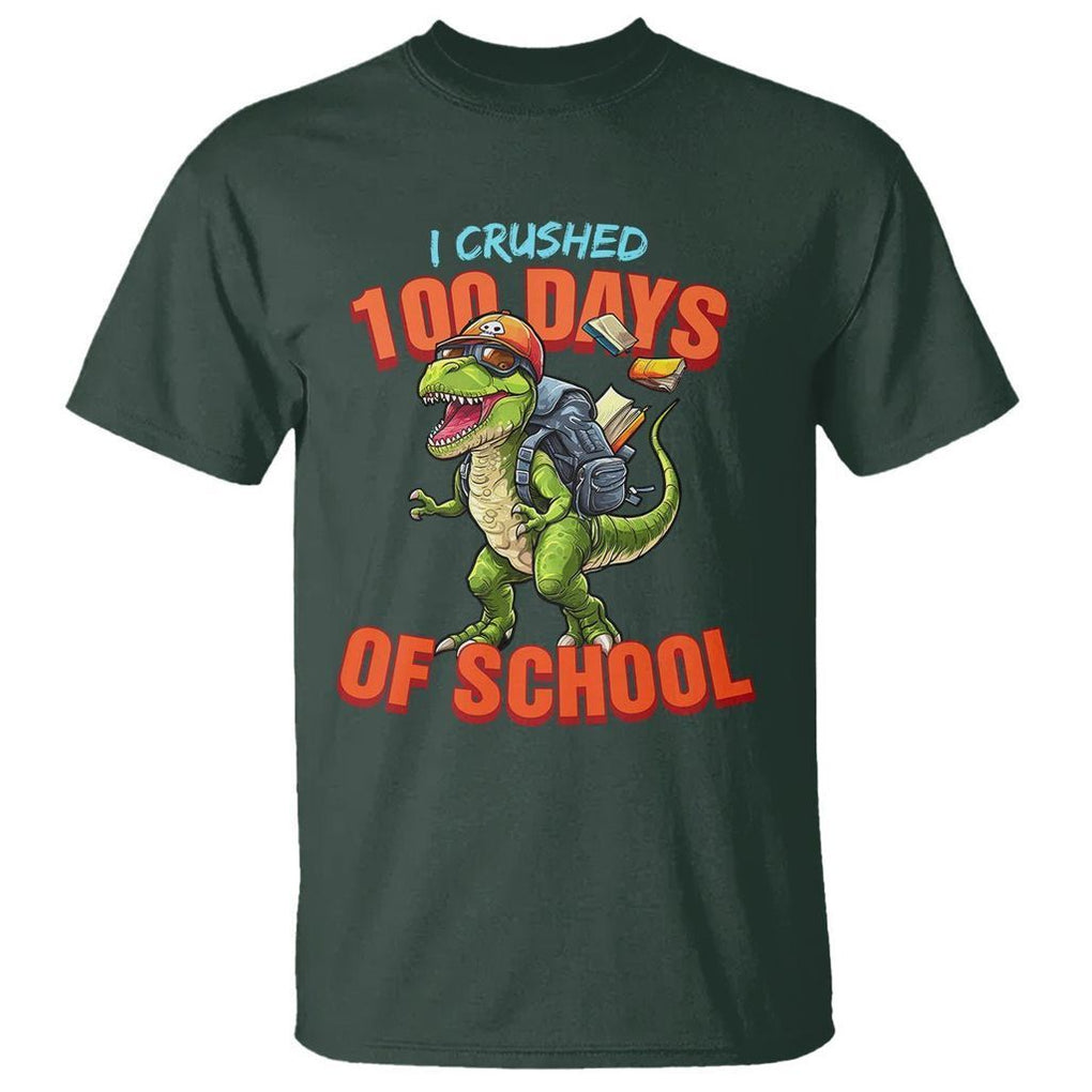 100 Days of School Dinosaur T Shirt I Crushed - FUNOLO