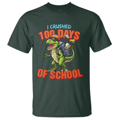 100 Days of School Dinosaur T Shirt I Crushed - FUNOLO