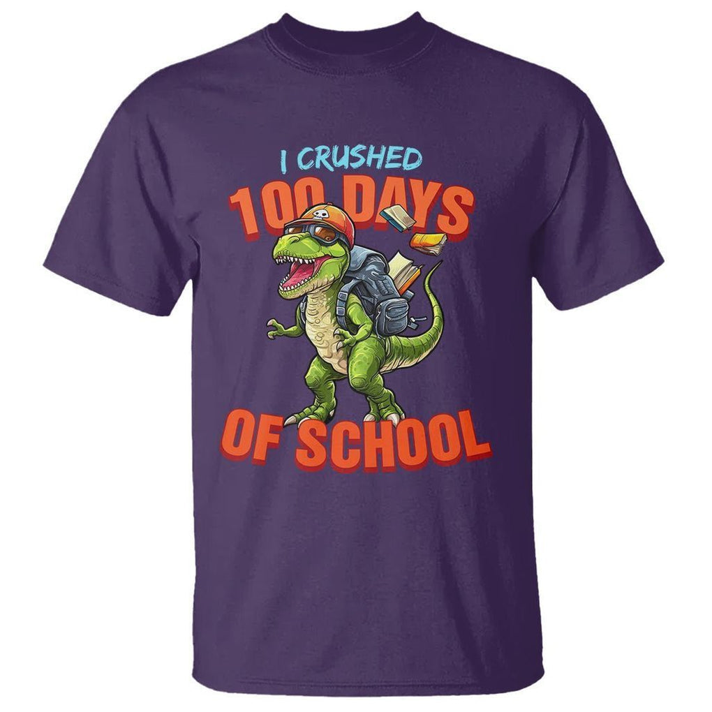 100 Days of School Dinosaur T Shirt I Crushed - FUNOLO