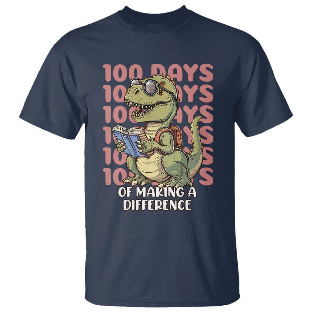 100 Days of School Dinosaur T Shirt Making A Difference - FUNOLO