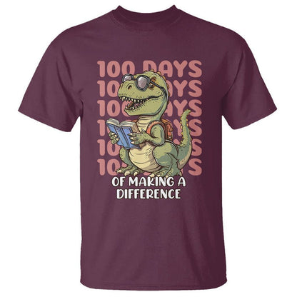100 Days of School Dinosaur T Shirt Making A Difference - FUNOLO