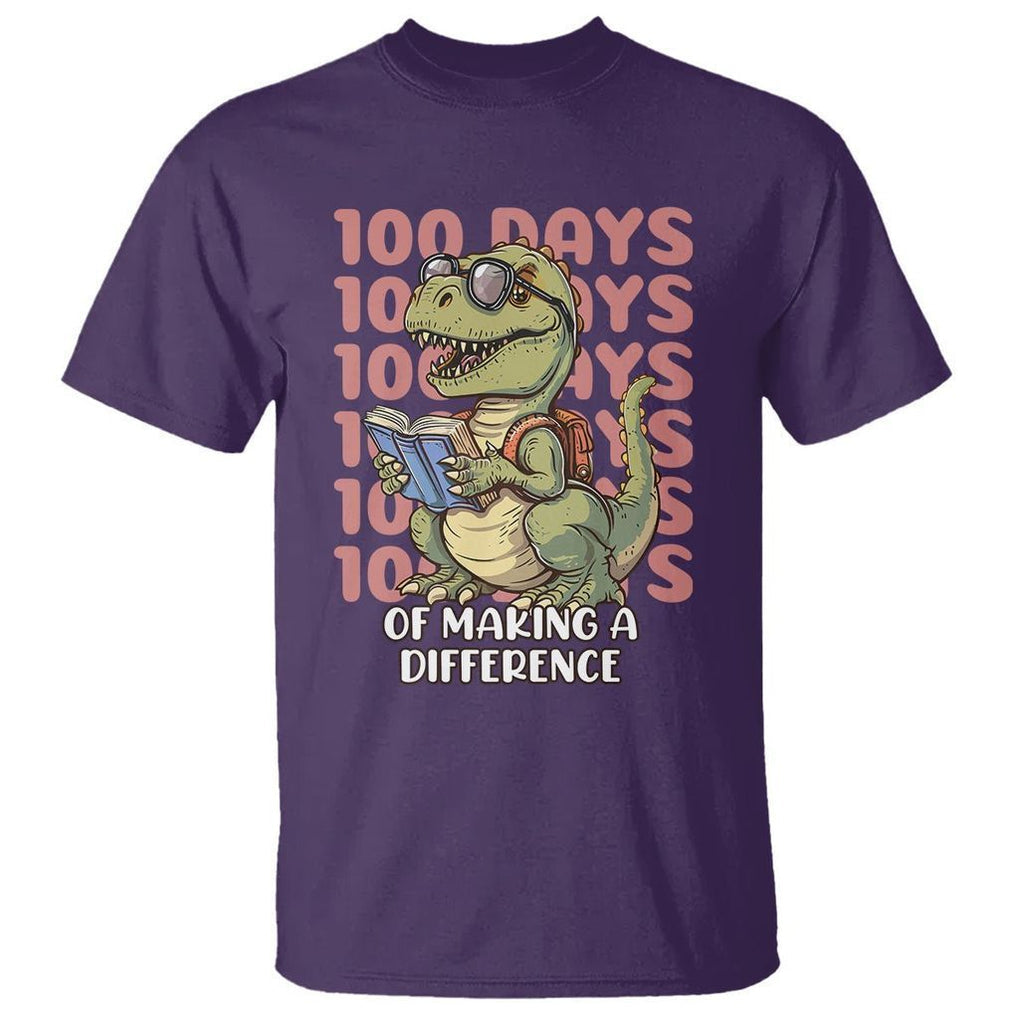 100 Days of School Dinosaur T Shirt Making A Difference - FUNOLO