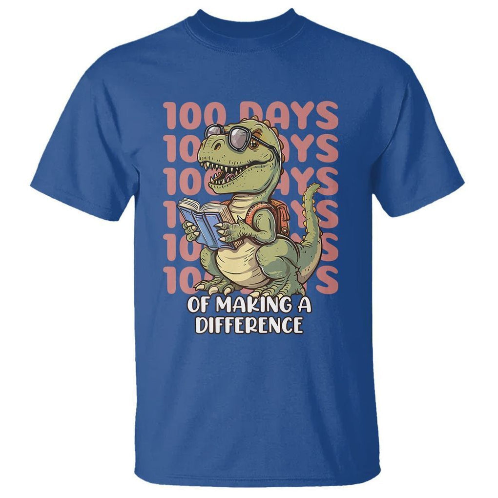 100 Days of School Dinosaur T Shirt Making A Difference - FUNOLO