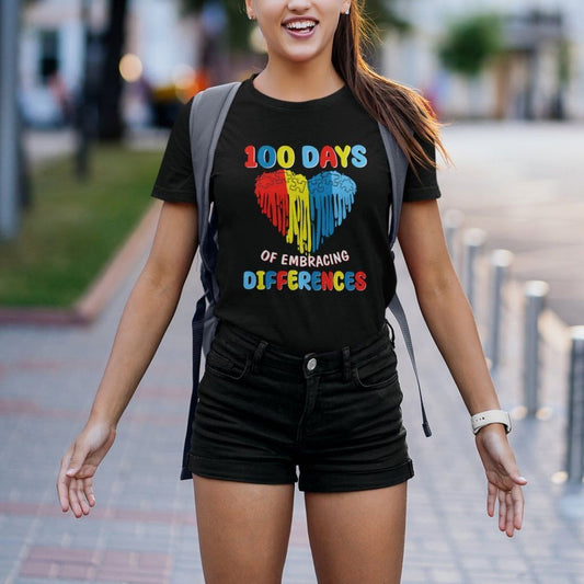 100 Days of School IEP T Shirt Embrace Differences Neurodiversity Autism ADHD Awareness - FUNOLO
