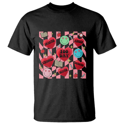 100 Days Of School T Shirt Smarter Kinder Stronger Brighter Retro Groovy - FUNOLO