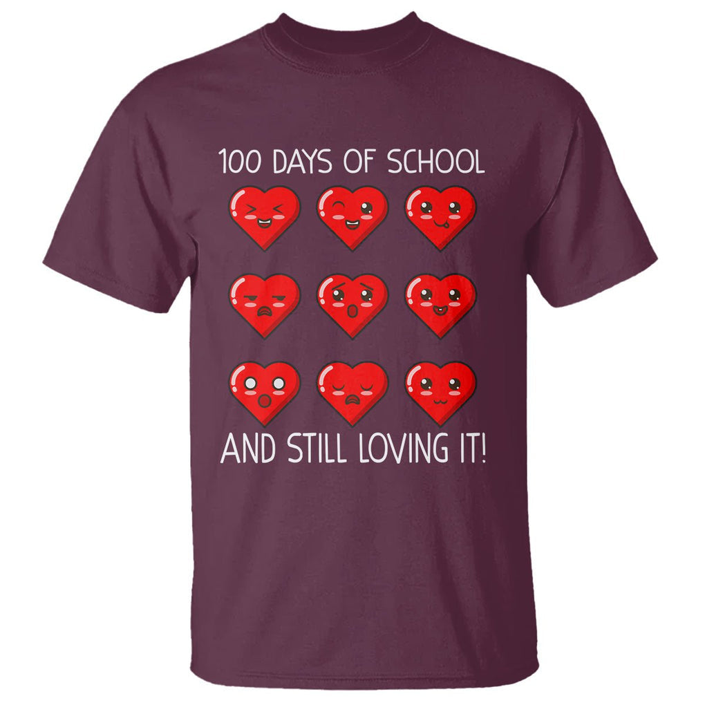 100 Days of School T Shirt Still Loving It Cute Hearts - FUNOLO