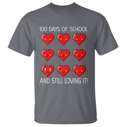 100 Days of School T Shirt Still Loving It Cute Hearts - FUNOLO