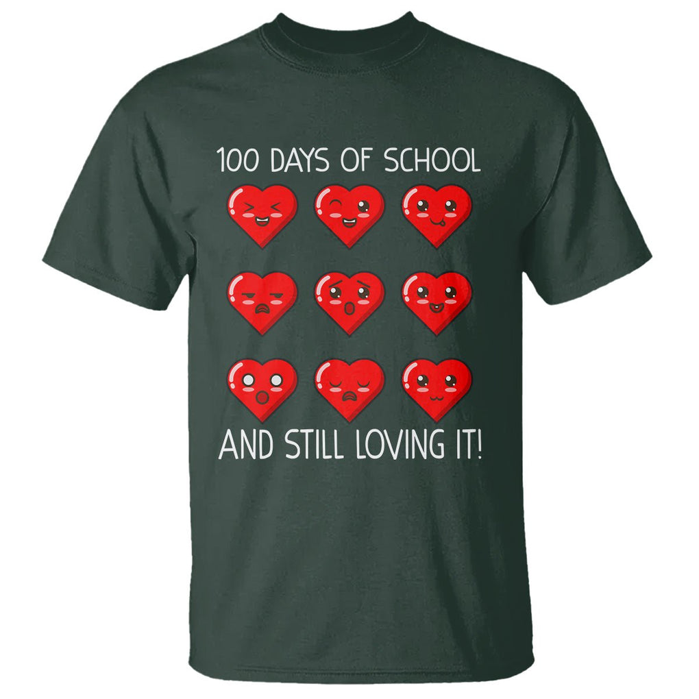 100 Days of School T Shirt Still Loving It Cute Hearts - FUNOLO
