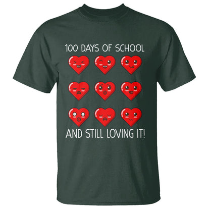 100 Days of School T Shirt Still Loving It Cute Hearts - FUNOLO