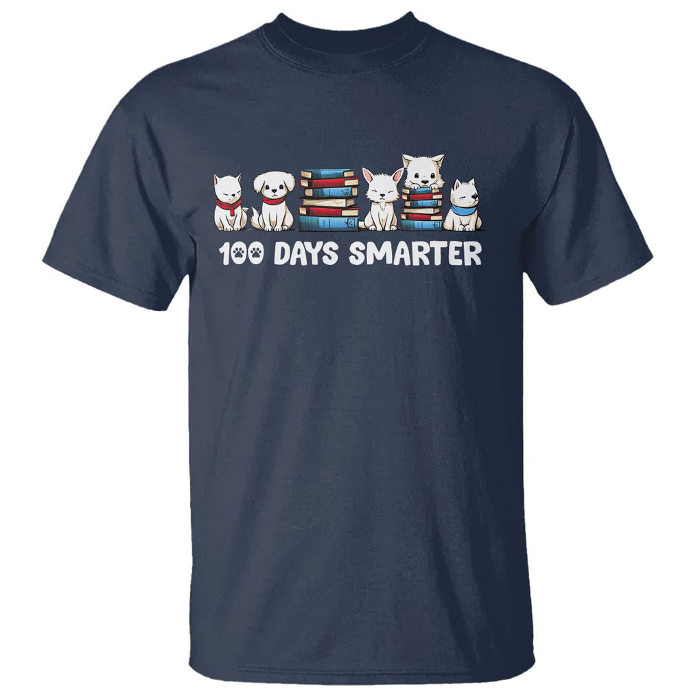 100th Day Of School T Shirt 101 Days Smarter Cute Dog Puppy - FUNOLO