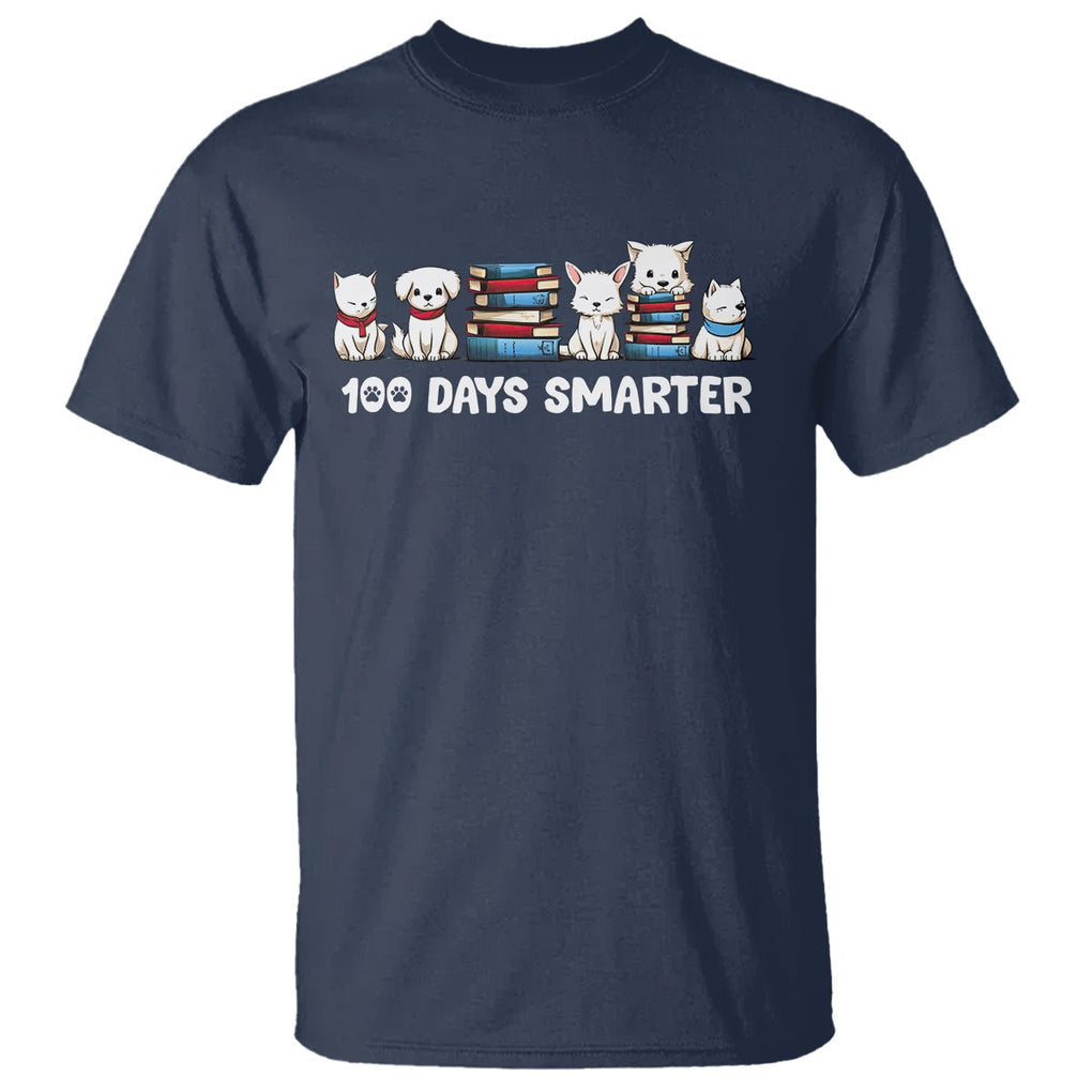 100th Day Of School T Shirt 101 Days Smarter Cute Dog Puppy - FUNOLO