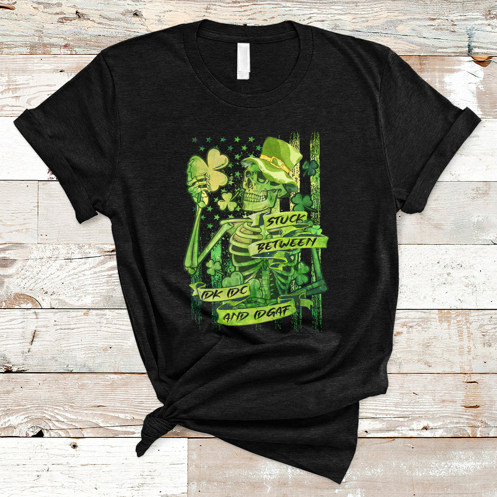 stuck-between-idk-idc-and-idgaf-st-patricks-day-green-flag-skull-skeleton-t-shirt-ts02