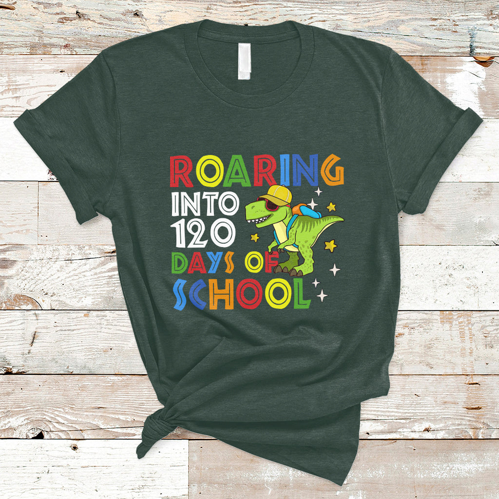 dinosaur-roaring-into-120-days-of-school-kids-boys-girls-120-days-smarter-t-shirt-ts02