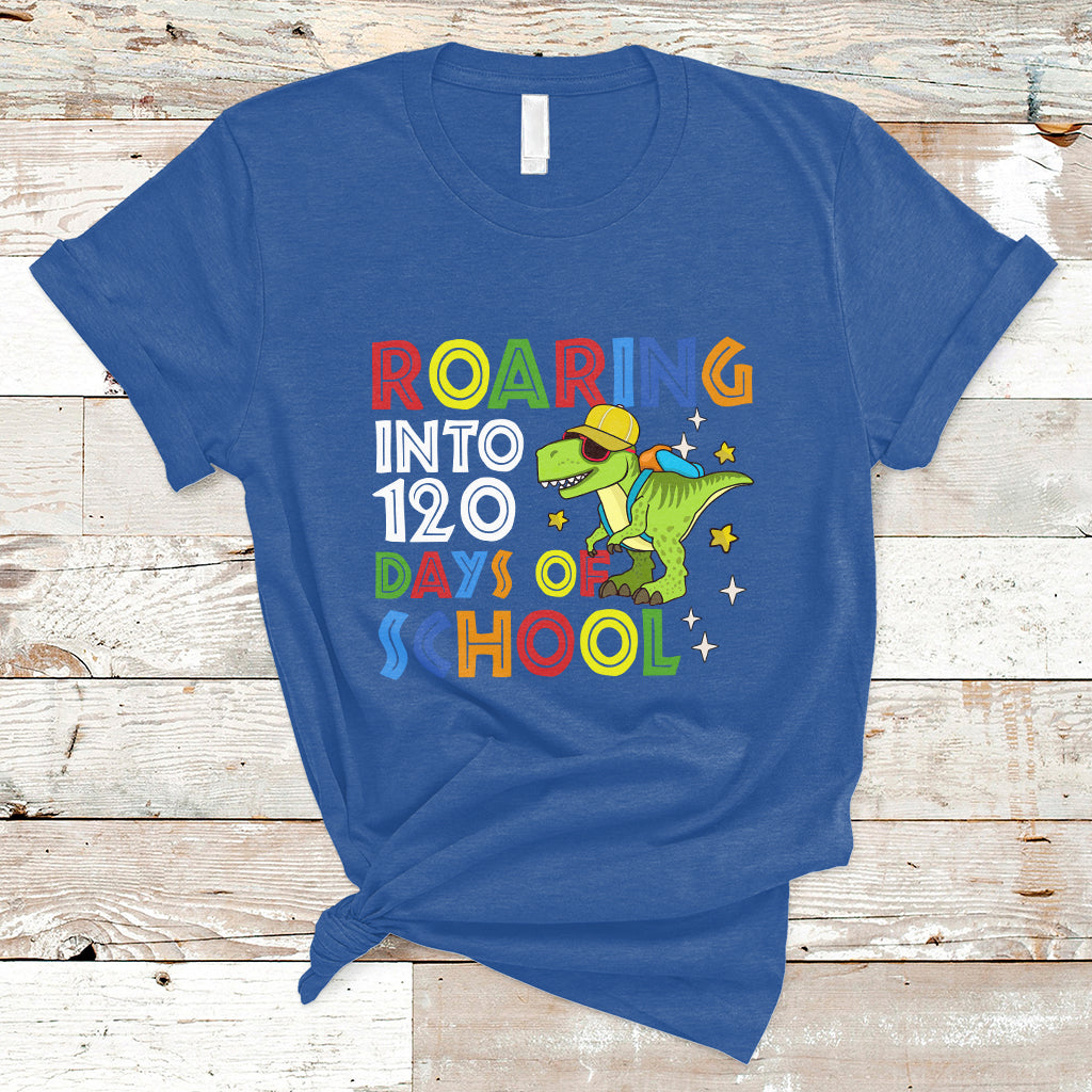 dinosaur-roaring-into-120-days-of-school-kids-boys-girls-120-days-smarter-t-shirt-ts02