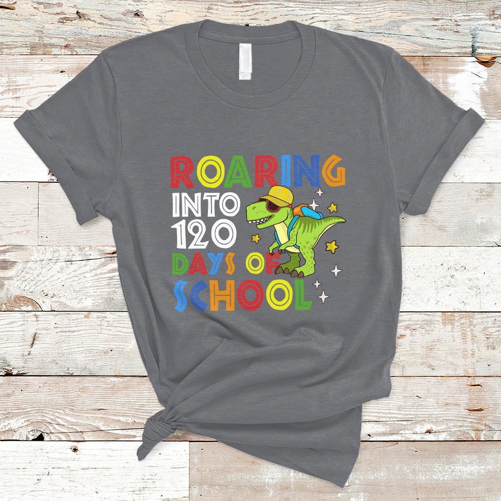 dinosaur-roaring-into-120-days-of-school-kids-boys-girls-120-days-smarter-t-shirt-ts02